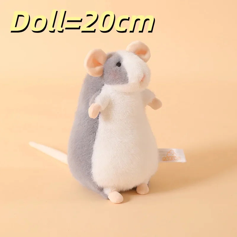 Cute Mouse Plush Toy Soft Furry Grey Pet Fancy Rat Stuffed Animal Doll Kawaii Mouse Plushie Bag Charm Home Decor Birthday Gift