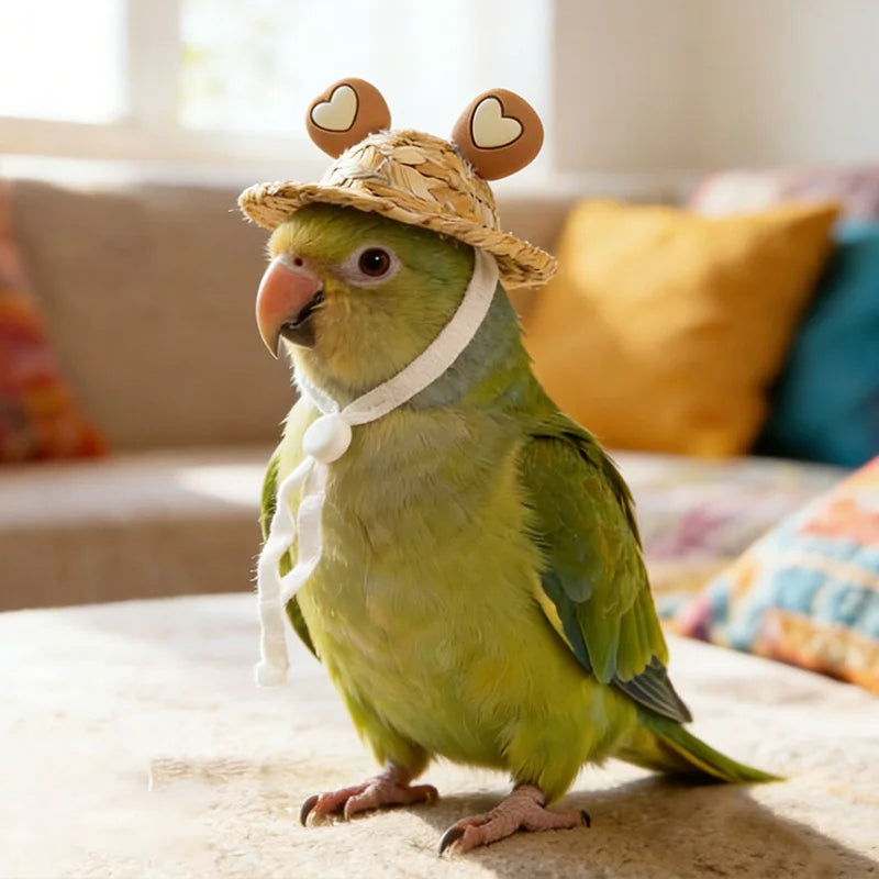Cute Hamster Hat Small Pet Straw Hat Chipmunk Guinea Pig Hamster Decoration Accessories Adjustable Hamster Hat Small Pet Supplie