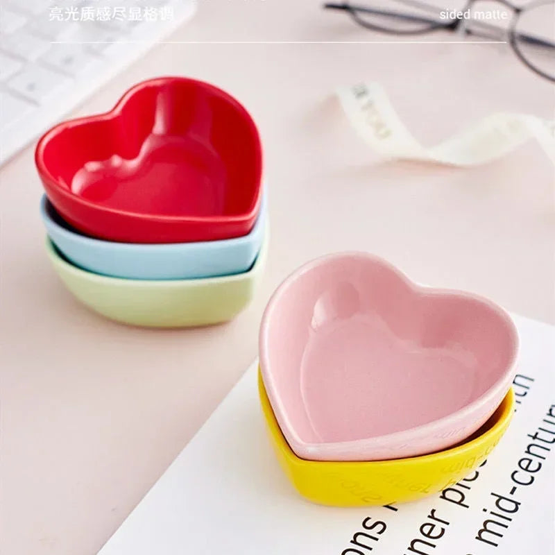Colorful heart ceramic bowl for hamster, rabbit, and guinea pig feeding routines. for Burrowly small pet care.
