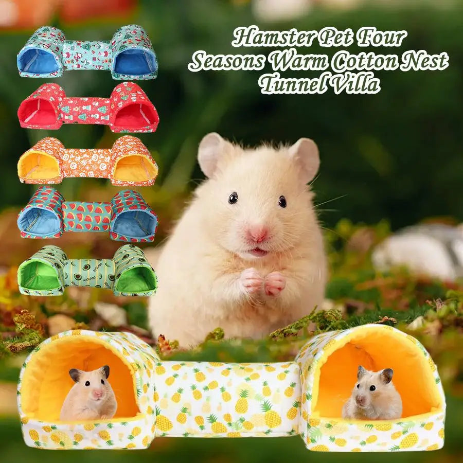 Guinea Pig Hideout Tunnel Blue Small Animal Bed with Anti-slip Bottom