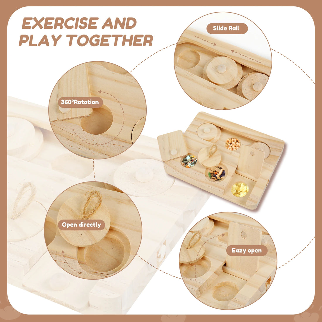 Wooden Treat Dispenser for Guinea Pigs and Rabbits for guinea pigs, rabbits, and hamsters from Burrowly small pet supplies.