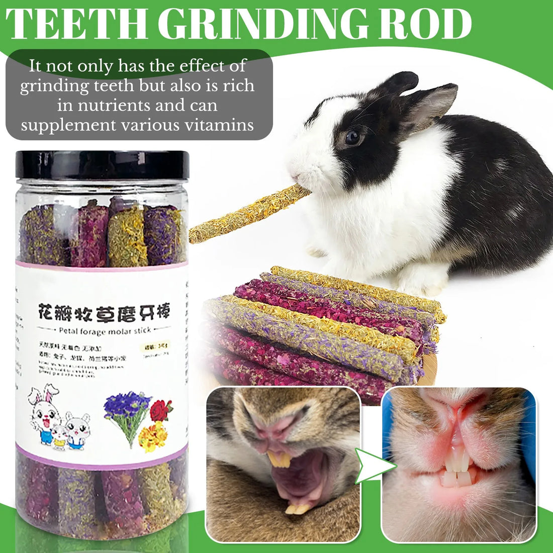 Petal Grass Chew Sticks for Rabbits and Hamsters for rabbits, hamsters, and guinea pigs from Burrowly small pet supplies.