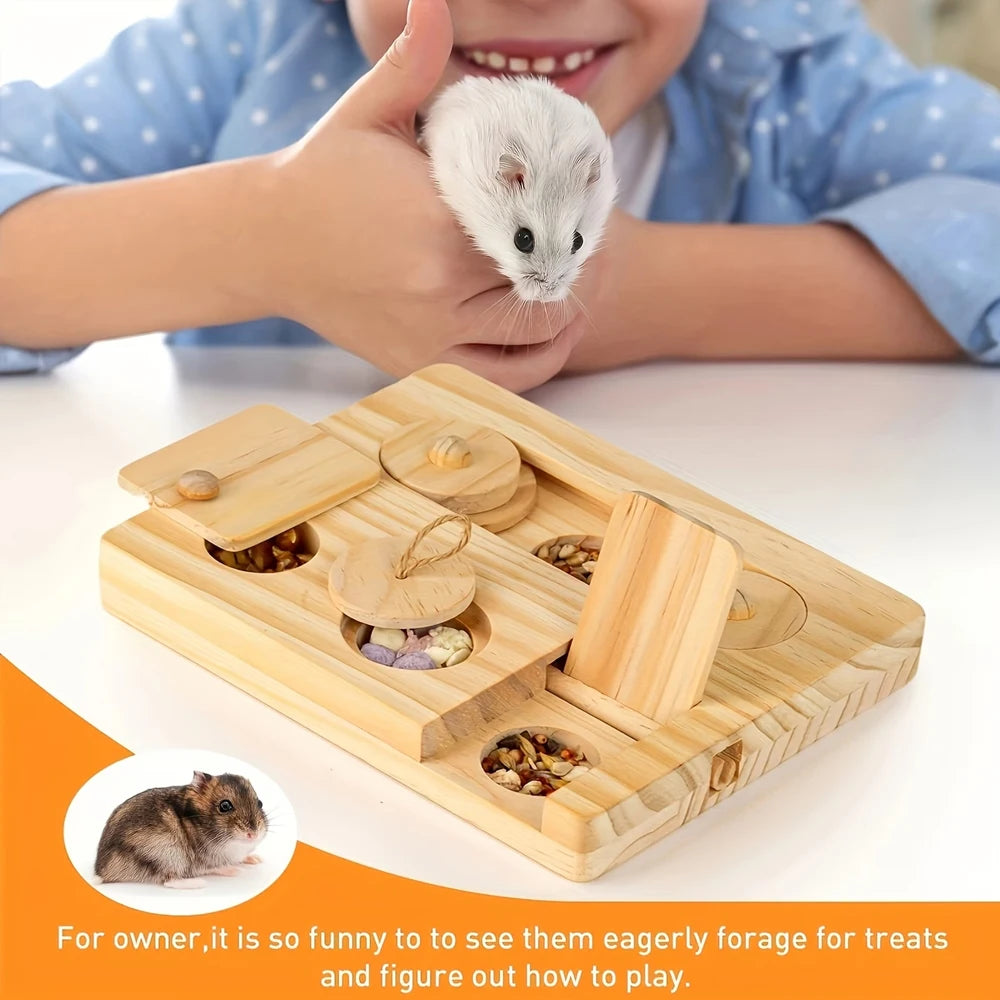 6-in-1 Wooden Foraging Toy for Guinea Pigs for guinea pigs, rabbits, hamsters, and gerbils from Burrowly small pet supplies.