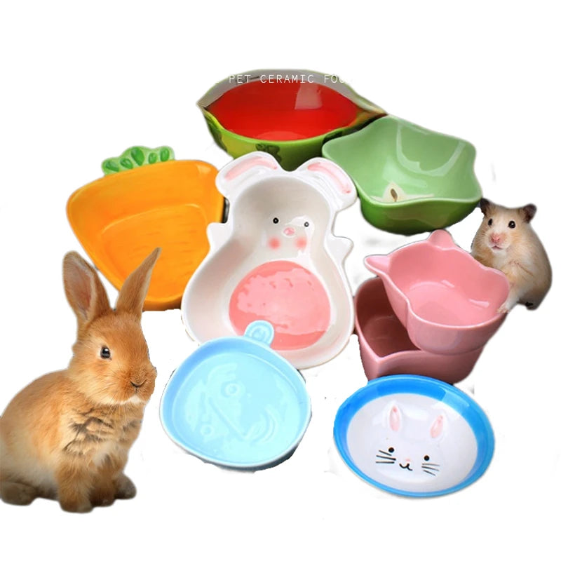Hamster Feeding Bowl Colorful Heart Shape Ceramic Plate Food Water Bowl