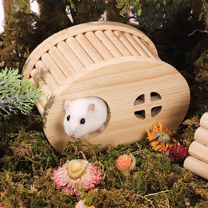 Smooth Hamster Hideaway Wooden Hamster House with Hiding Hole Small Pet
