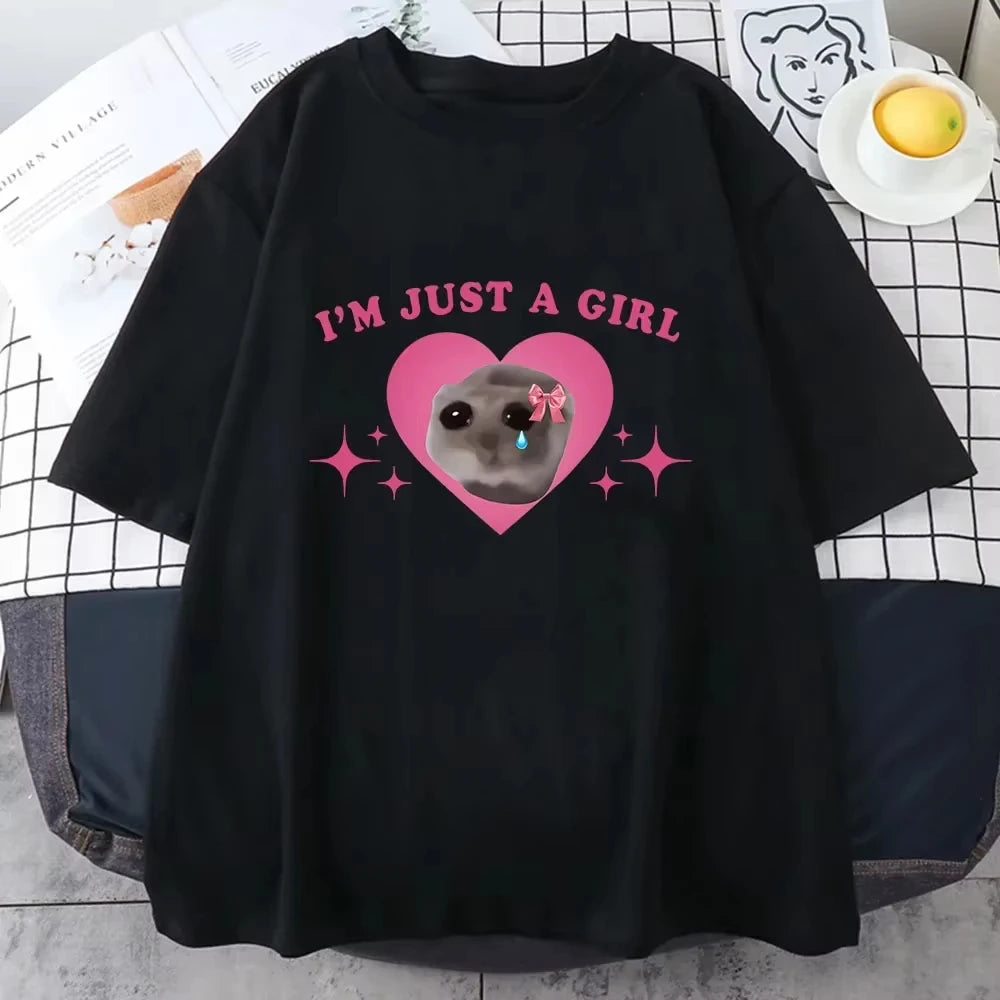 Sad Hamster T-shirt Funny Yas Queen Slayyyy Rat T-shirt Casual Short Sleeve Summer Fashion Street Tshirt High Quality Girls Tees