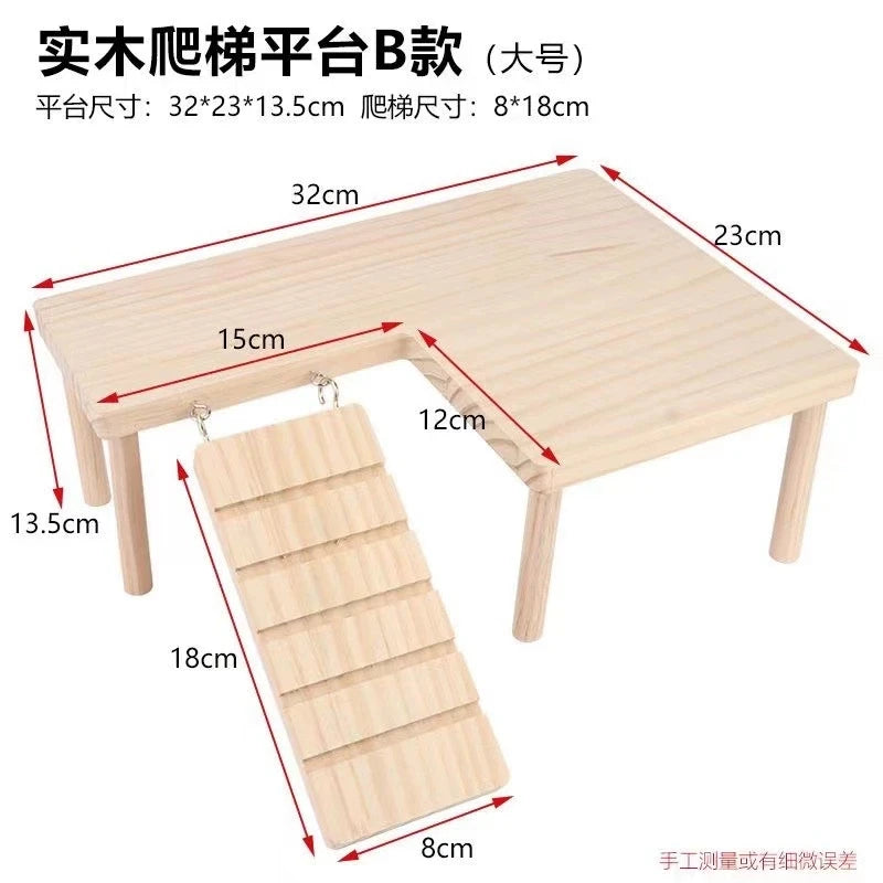 Wooden ladder platform for hamster cage enrichment from Burrowly.