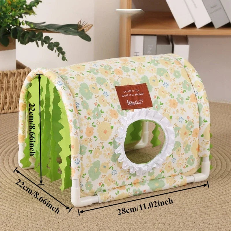 Hamster Shelter Small Rabbit/Dutch Pig/Guinea Pig Triangle Tassel Shelter Small Animal Cage Decoration Small Pet Nest Decoration