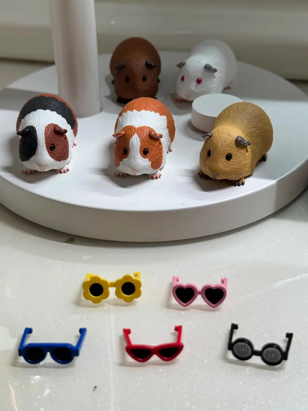 Guinea Pig With Sunglasses Blind Box Cute Mini Anime Action Figure Model Toys Kawai Desktop Decoration Collection Festival Gift