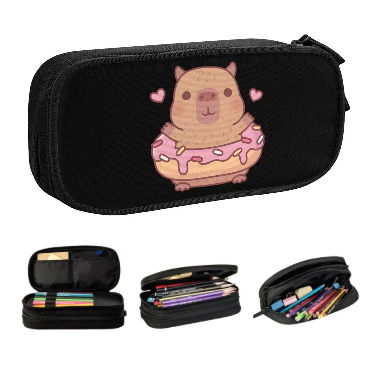 Custom Kawaii Cute Giant Cavy Capybara Pencil Case for Boys Gilrs Big Capacity Pencil Bag School Accessories