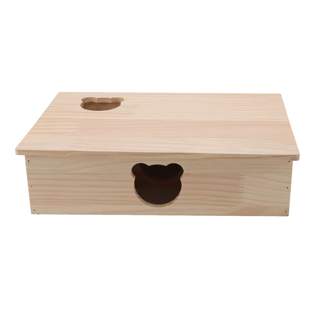 Wood log hideout house for hamsters and chinchillas from Burrowly.
