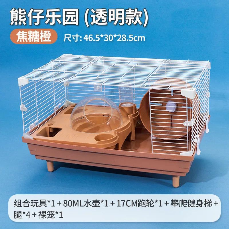 Complete Hamster Cage Set Large Hamster Cage Golden Hamster Nest Single/Double-Tiered Villa Bear Cub Paradise