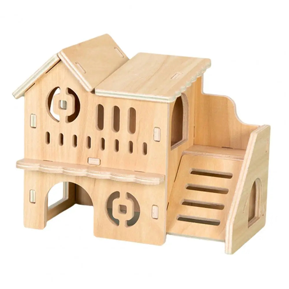 Hamster Wooden Small Villa Swing Seesaw Pet Climbing Play Hut Chews Toy Hamster Sleeping Nest Hide Out Quail Rutin Chicken Toy