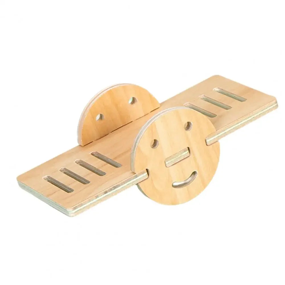 Wooden seesaw swing toy for hamster enrichment from Burrowly.