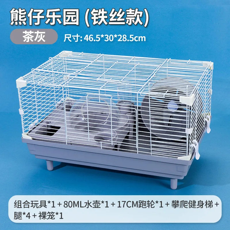 Complete Hamster Cage Set Large Hamster Cage Golden Hamster Nest Single/Double-Tiered Villa Bear Cub Paradise