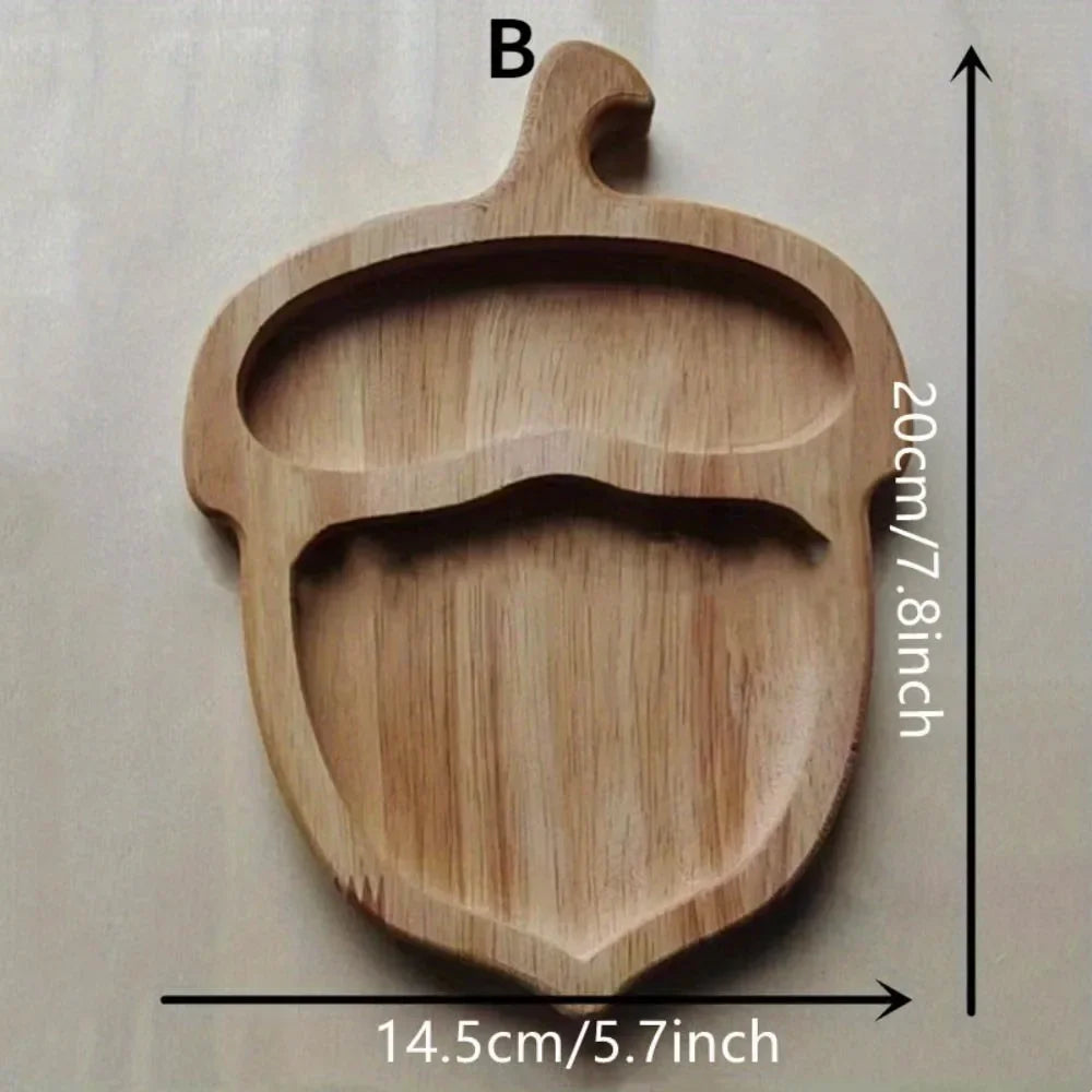 Squirrel Snack Tray Wooden Craft Double Dish Holder for Nuts Sunflower Seeds Peanuts Cherries Home Decor Edamame Bowl Pedestal
