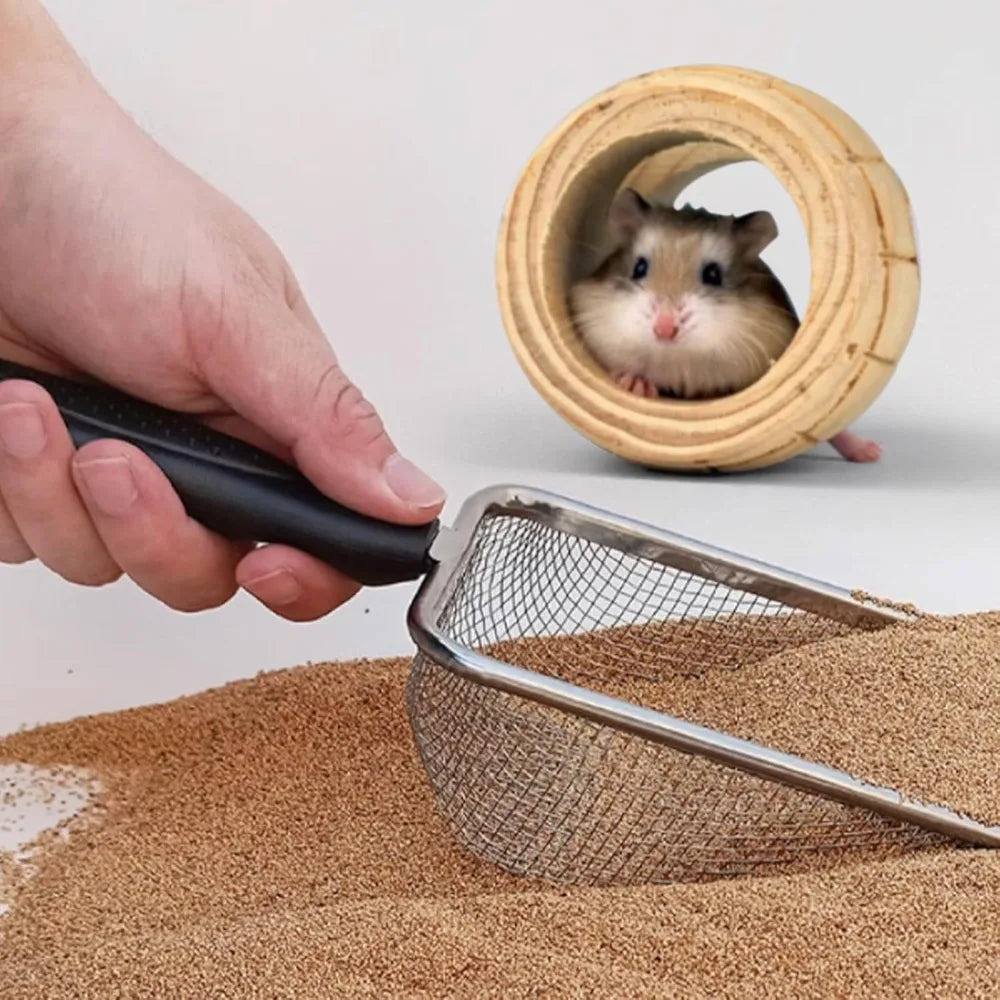 Hamster Metal Litter Scoop for Sandbath Box 3PCS Mesh Scooper Accessories for Guinea Pig, Gerbil, Rabbits, Small Animals