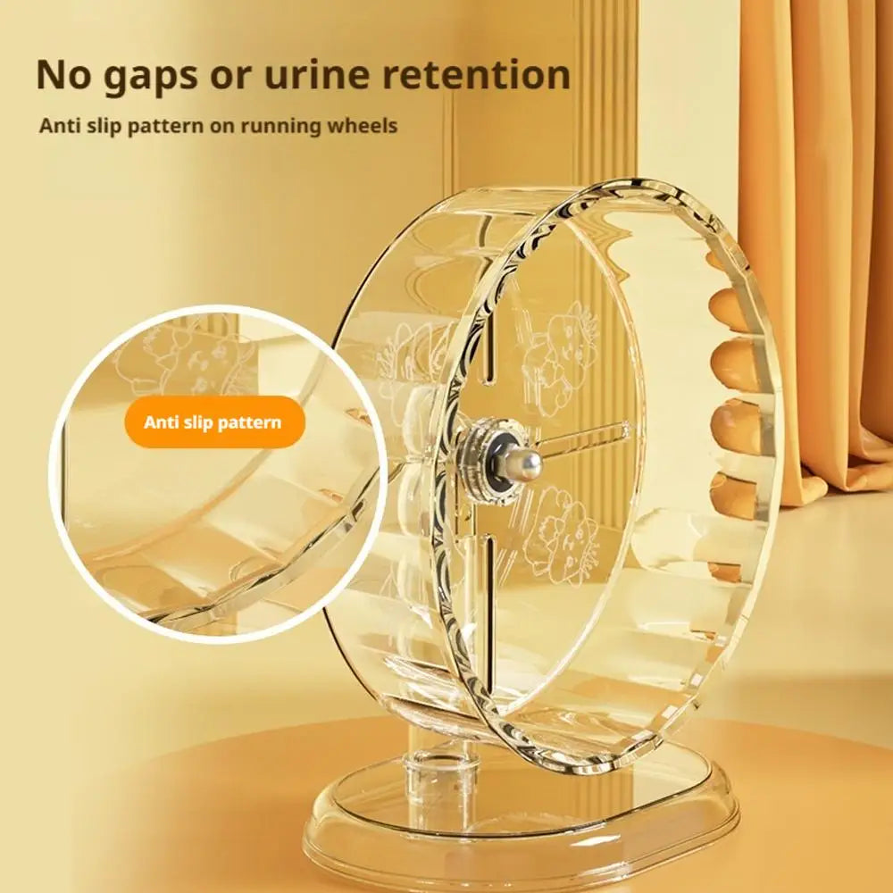 Transparent silent hamster wheel for daily exercise from Burrowly.