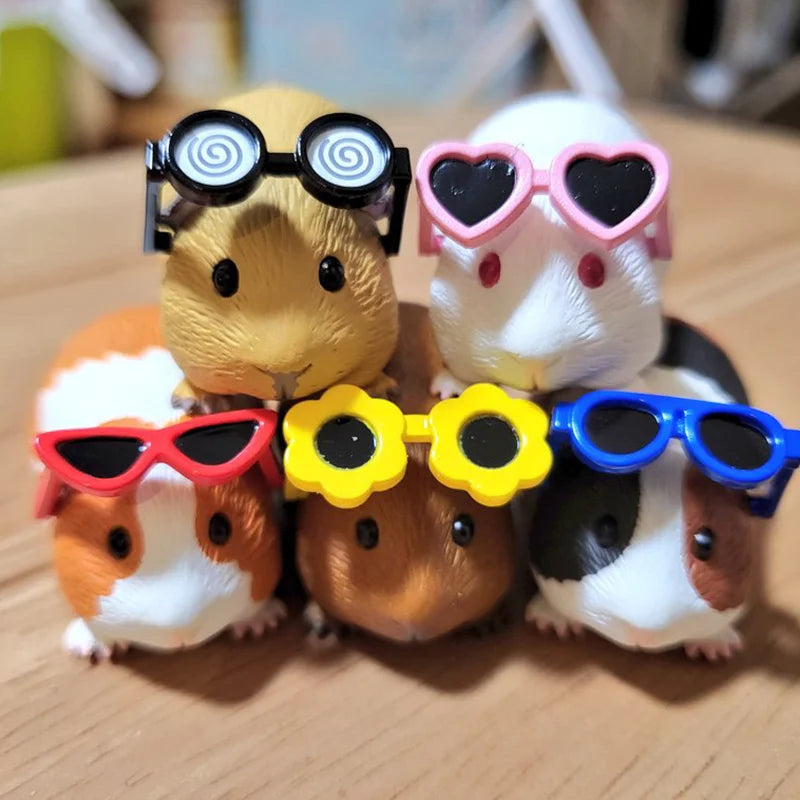 Guinea Pig With Sunglasses Blind Box Cute Mini Anime Action Figure Model Toys Kawai Desktop Decoration Collection Festival Gift