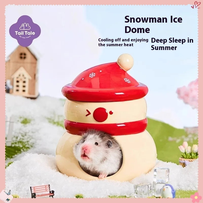 Ice Cave Hamster House Ceramic Hideout Summer Cooling Shelter for Small for Burrowly cozy hides and small pet care.