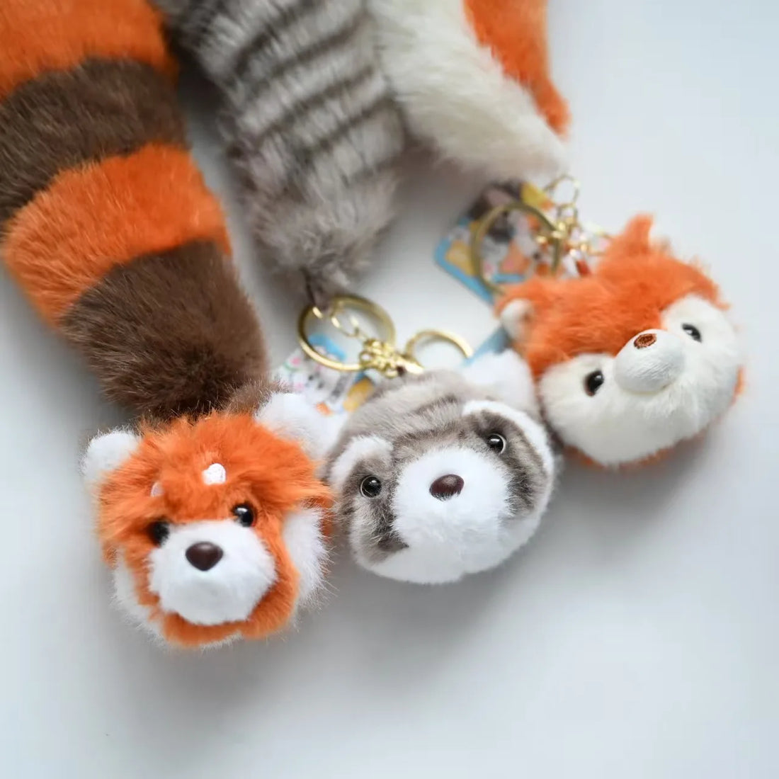 18cm Long tail Squirrel Raccoon Bear Plush Pendant Kawaii Animals Hairy Plush Keychains Bag Car Phone Hanging Plush Keyrings