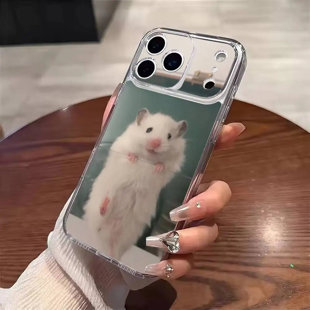 Cute Mouse Rat Hamster  Phone Case For iPhone 17 16 15 14 13 12 11 Mini Pro Max Plus Transparent Cover