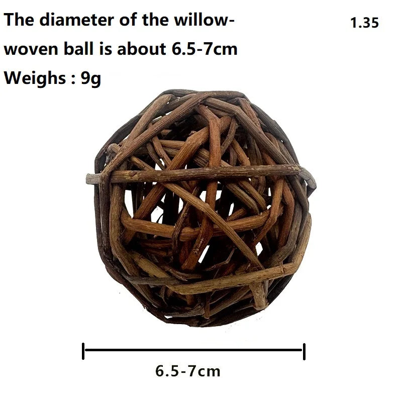7cm Small Animal Chewing Braided Ball Natural Grass Pet Interactive Chew