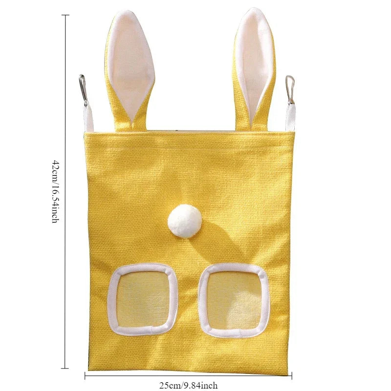 Rabbit Ear Hay Feeder Hanging Pouch Bunny Feeding Bag 2/3 Holes Storage