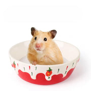 Anti-rollover ceramic food bowl for hamsters, guinea pigs, rabbits, and hedgehogs. for Burrowly small pet care.