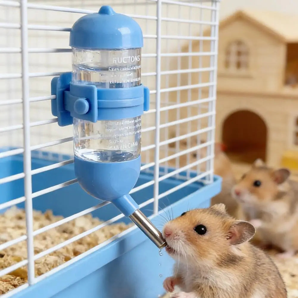 Hanging small animal water bottle for hamsters, guinea pigs, rabbits, and rats. for Burrowly small pet care.