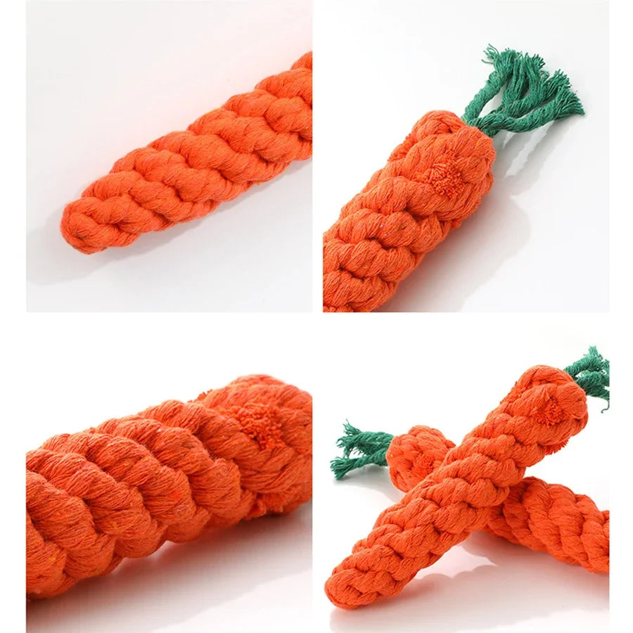 Small Chew Toys Bite Resistant Cotton Rope Carrot Shape Pet Playing Toy