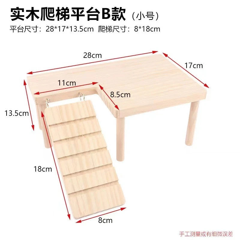 Wooden ladder platform for hamster cage enrichment from Burrowly.