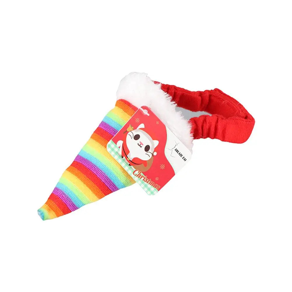 Kitty Rainbow Hamster Head Accessories Party Supplies Small Animals Cat Hat Pet Christmas Hat Costume Decor Santa Claus Cap