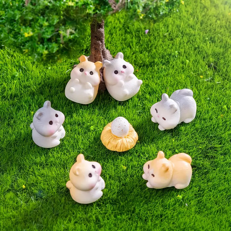 5/10pcs Mini Cute Hamster Figurines, Resin-Made Animal Miniatures for DIY Craft, Garden Micro Landscaping and Home Decoration