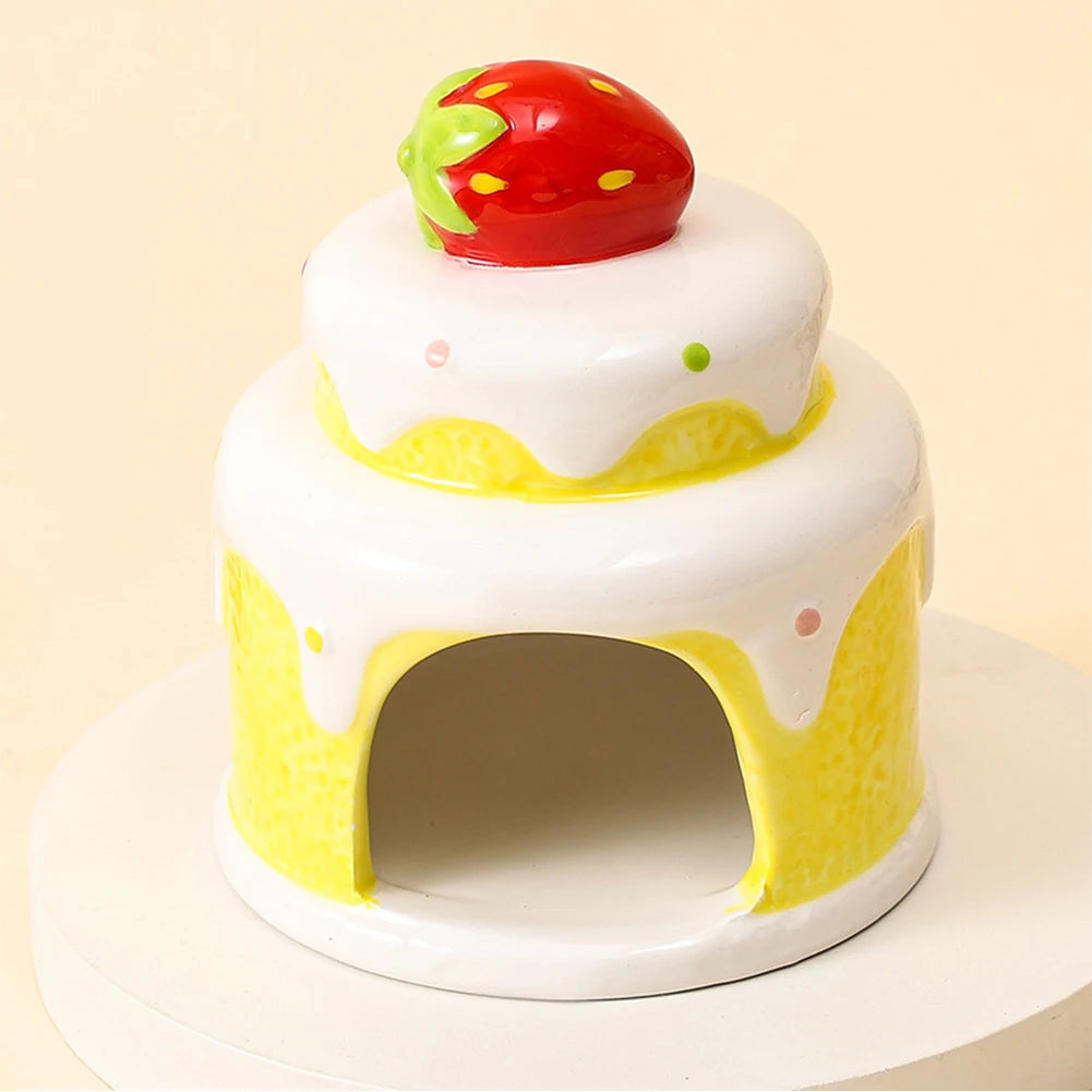 Ceramic Hamster House for Small Animals Outdoor Mushroom Cave Small Animal