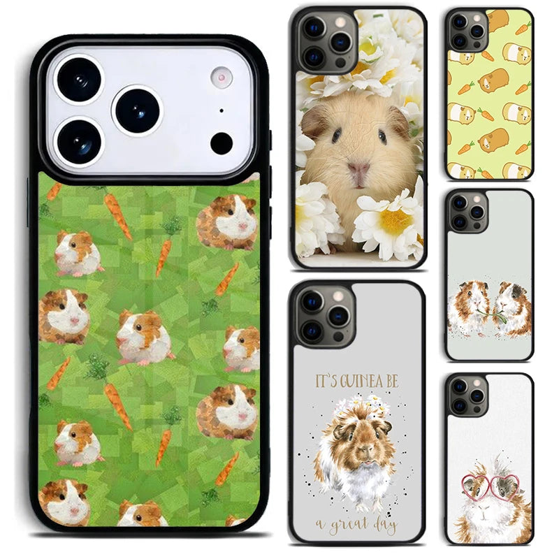 Guinea Pig Hamster Cute Phone Case for iPhone 17 16 15 Pro Max Air 14 13 12 11 Plus Shockproof Cover