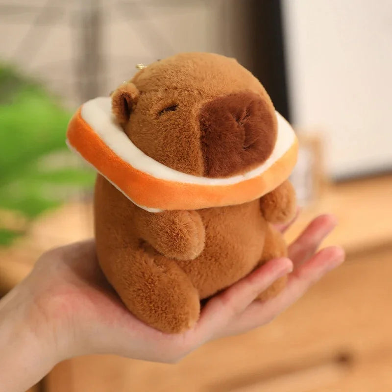 Cute Capybara Plush Toy with Hat Simulation Capybara Cosplay Crab Rabbit Cat Doll Small Size Stuffed Animals Bag Pendant Gift