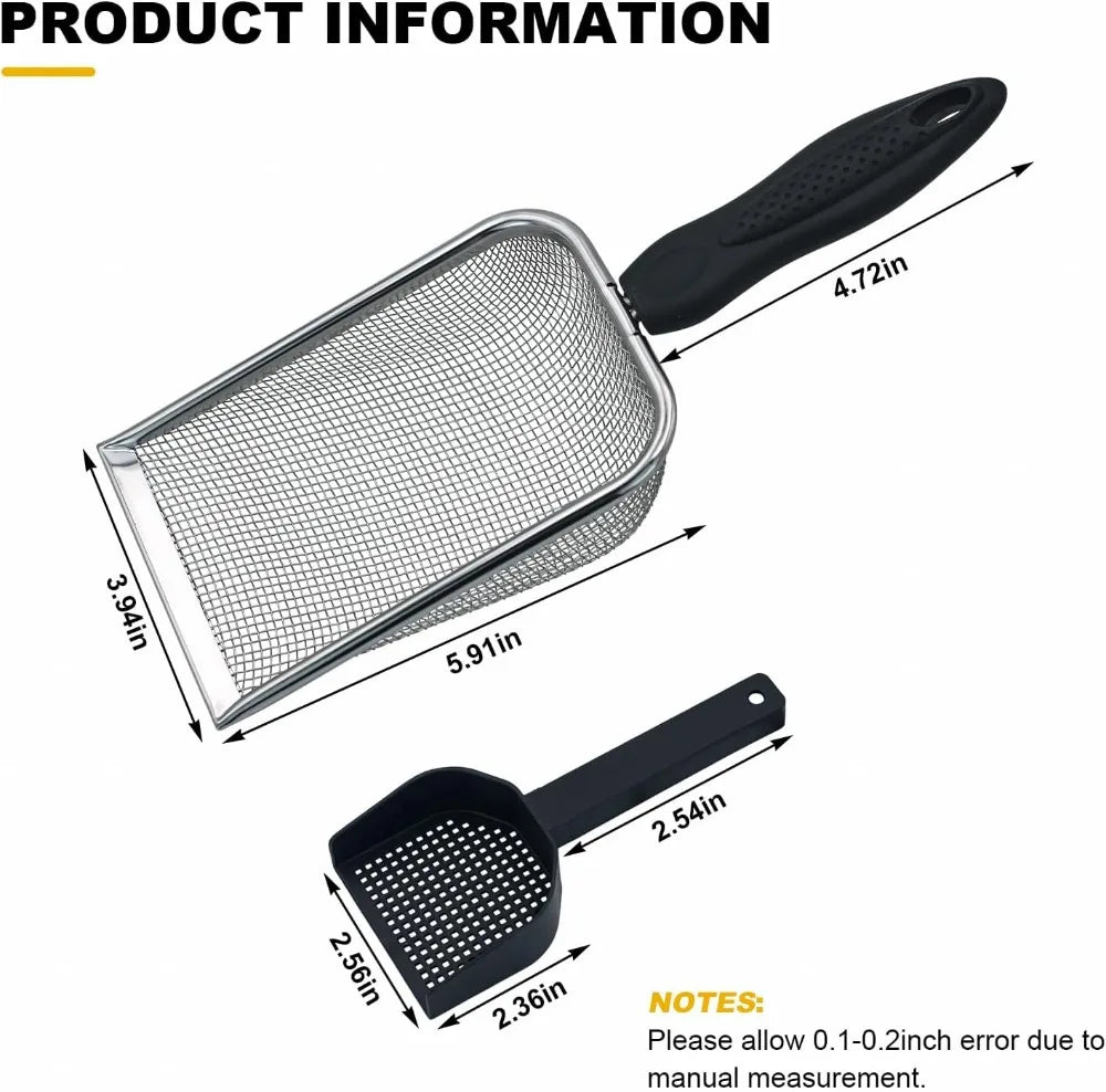 Hamster Metal Litter Scoop for Sandbath Box 3PCS Mesh Scooper Accessories for Guinea Pig, Gerbil, Rabbits, Small Animals