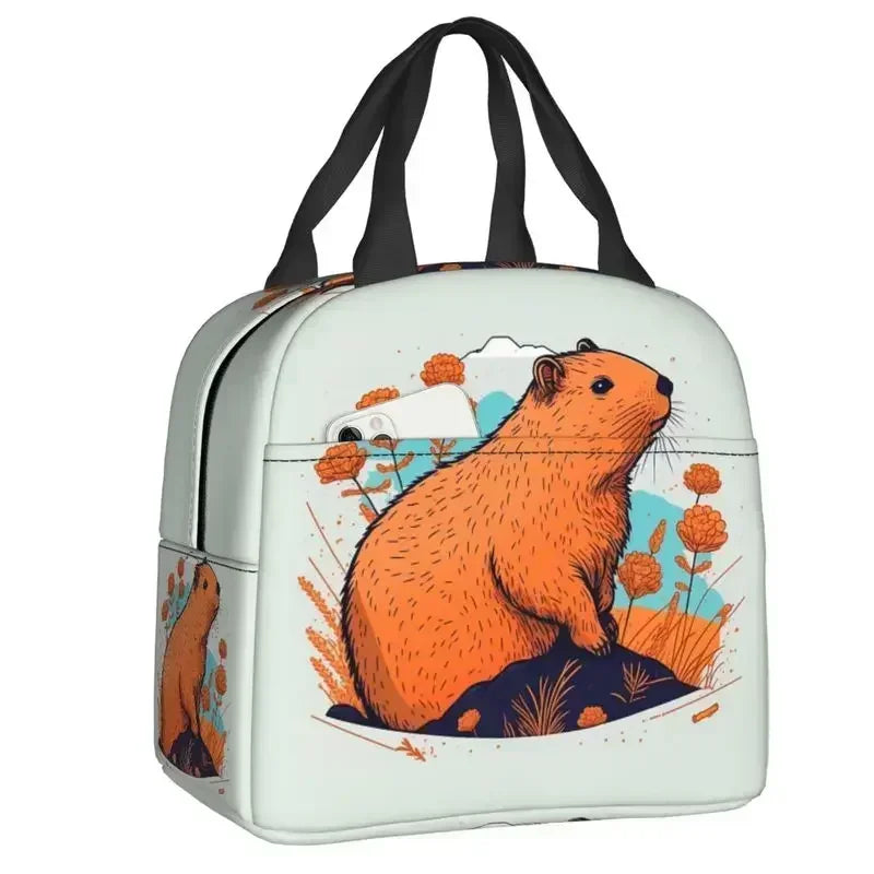 Cute Giant Cavy Capybara Collage Lunch Bag Leakproof Thermal Cooler Insulated Lunch Box For Women Kids Picnic Food Tote Bags