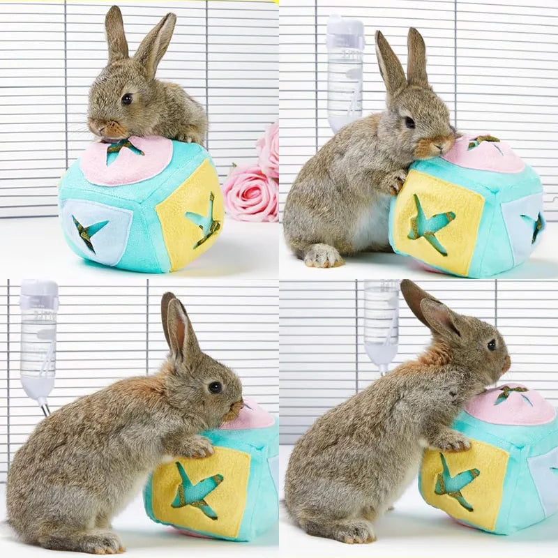 Rabbit Foraging Puzzle Toy with Bell for rabbits, guinea pigs, and chinchillas from Burrowly small pet supplies.
