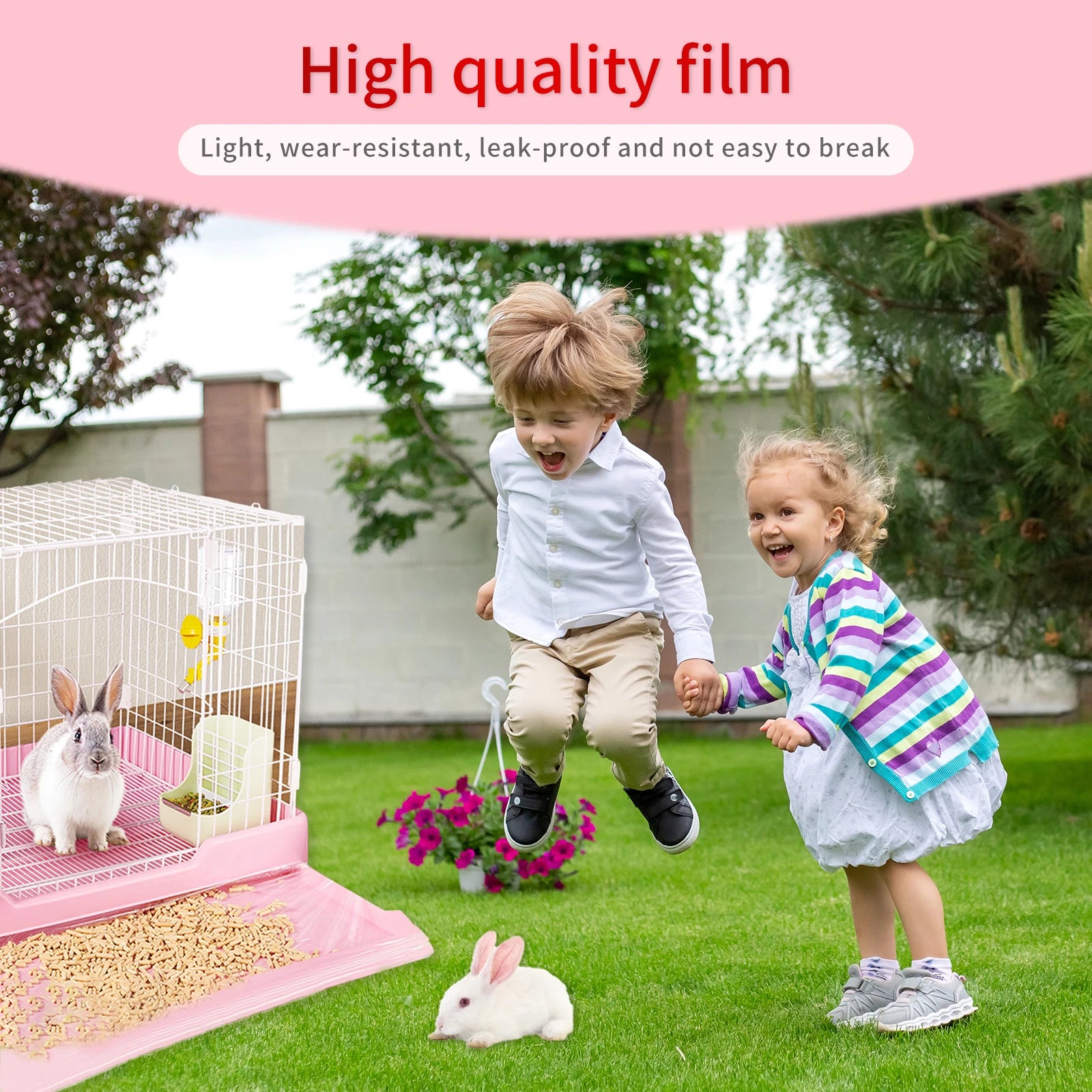 50pcs Rabbit Cage Liners Disposable Large Plastic Mat Films for Bunny Guinea Pigs Chinchillas Hamsters Hedgehogs Universal 60cm