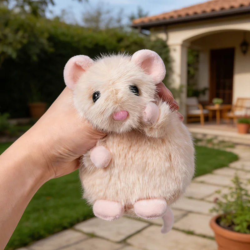 Cute White Baby Hamster Plush Toy Adorable Pet Degu Stuffed Animal Soft Doll Mouse Plushie For Girl Boy