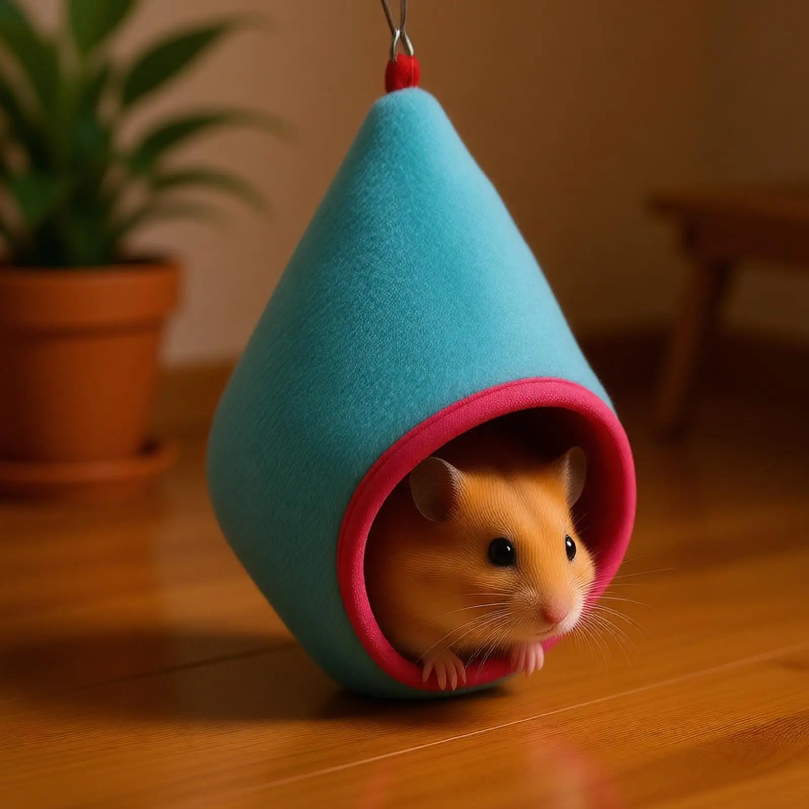 Hangable small pet hammock nest for hamster cage comfort from Burrowly.