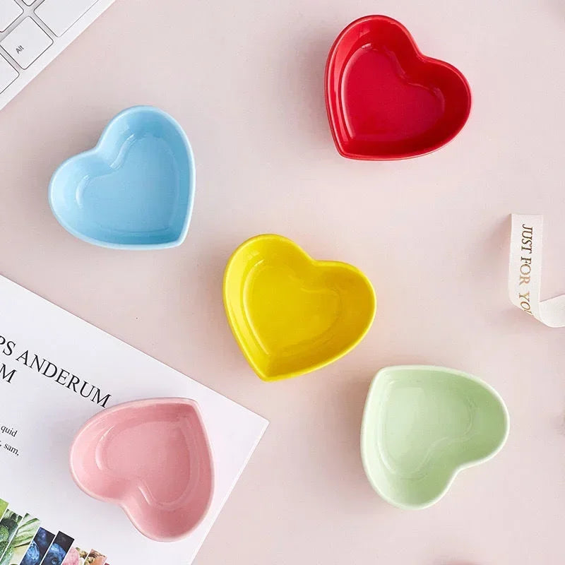 Colorful Heart Ceramic Bowl for Small Pets