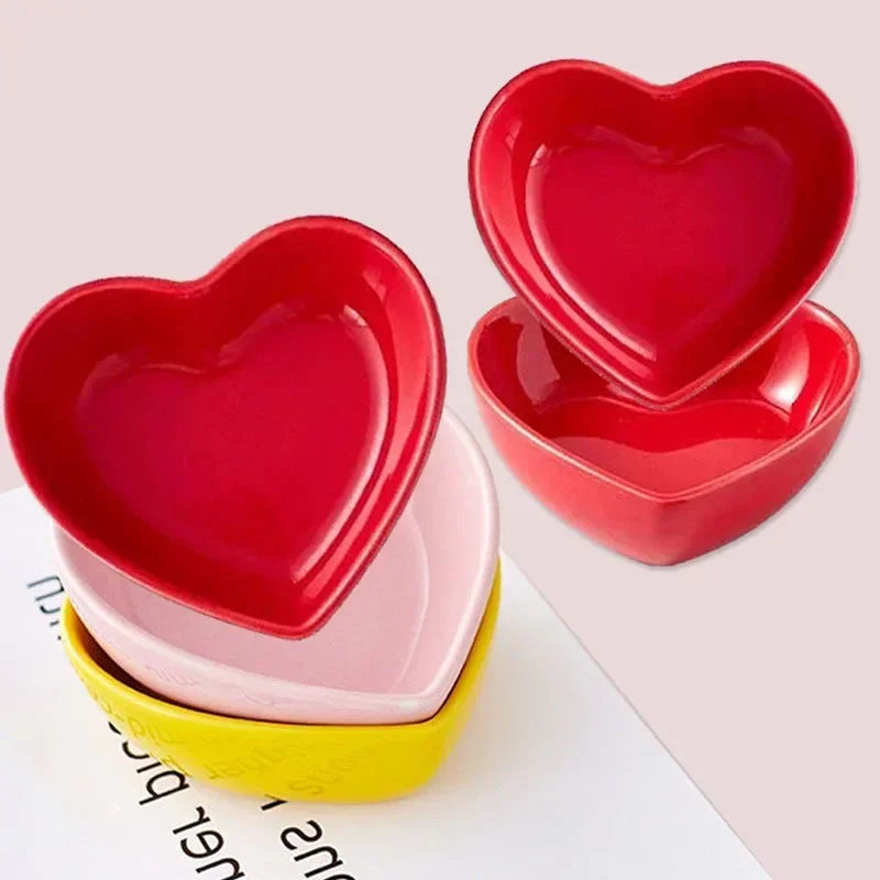 Colorful Heart Ceramic Bowl for Small Pets