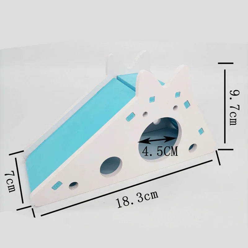 Colorful Wooden Hamster Slide House Toy Assembled Small Pet Cage Toys for