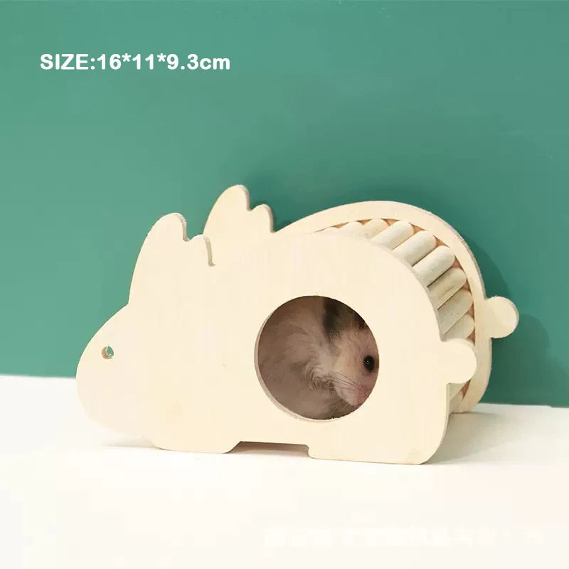 Unpainted Wooden Guinea Pig Hideout Climb House - Hamster Cage Decor Play