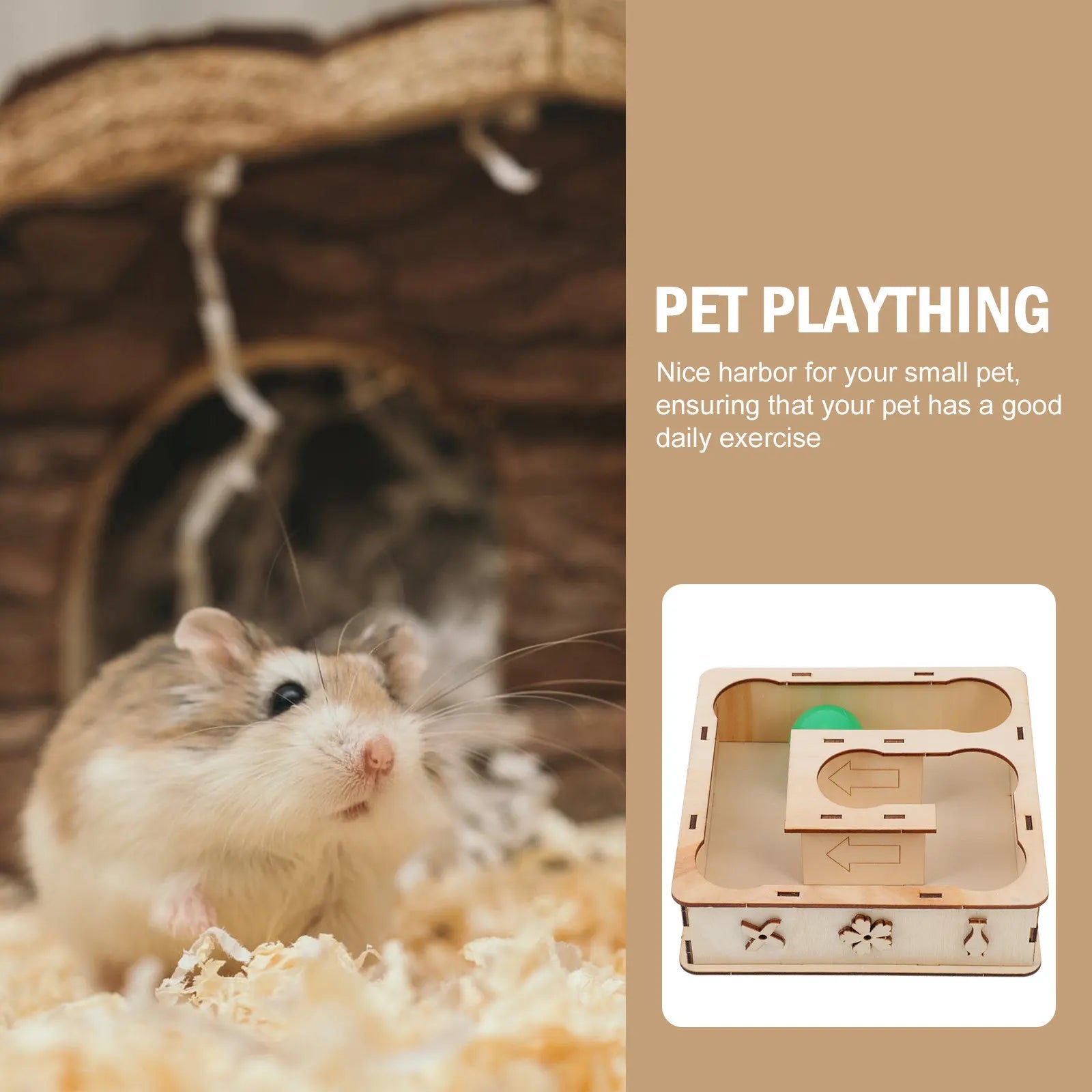 Hamster Maze Wooden Labyrinth Safe Bite Resistant Exercising Natural Small Pet Habitat Hedgehog Gerbil Mice Labyrinth Play