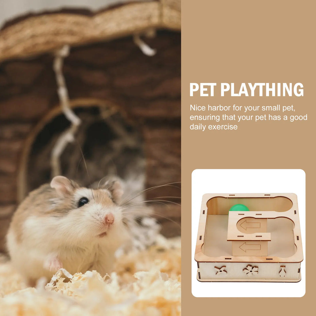 Hamster Maze Wooden Labyrinth Safe Bite Resistant Exercising Natural Small Pet Habitat Hedgehog Gerbil Mice Labyrinth Play