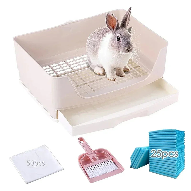 Extra Large Rabbit Litter Box Bunny Toilet with Drawer 50 Pet Toilet Film for Burrowly cleaning and small pet care.